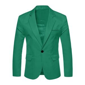 Men's Business Casual Sport Coats Slim Fit One Button Dress Blazer Green